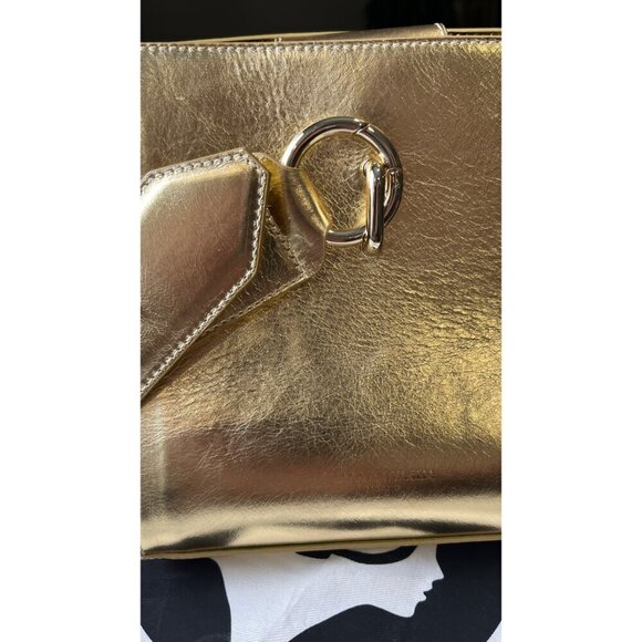 SARA BATTAGLIA GOLD PLISSE MINI KELLY BAG - Picture 4 of 11